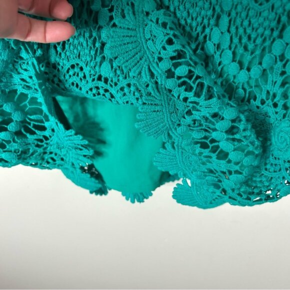 MANGO Lace Mini Dress Teal Green Cap Sleeve XS Work wear Business Casual Office - Picture 10 of 16